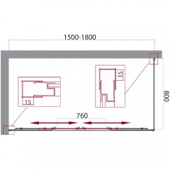 Душевое ограждение BelBagno Unique UNIQUE-AH-21-150/180-80-C-Cr