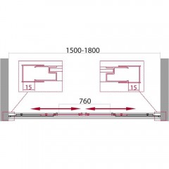 Шторка на ванну BelBagno Unique UNIQUE-VF-2-150/180-140-P-Cr