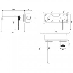 Смеситель для раковины встраиваемый Vincea Rim VBFW-2RM1BG