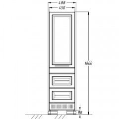 Пенал Opadiris Оникс 50 L белый с золотой патиной Z0000005741