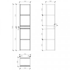 Пенал BelBagno Pietra 35 polissandro PIETRA-1500-2A-SC-PL