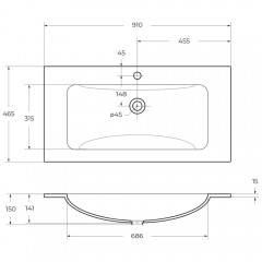 Раковина мебельная BelBagno BB910/465-LV-VTR-BO