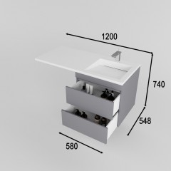 Тумба с раковиной Style Line Леон 120 R подвесная серый