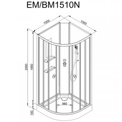 Душевая кабина Dto EM1590NLED+GM