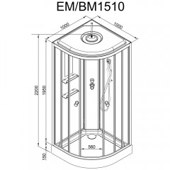 Душевая кабина Dto EM1510GM