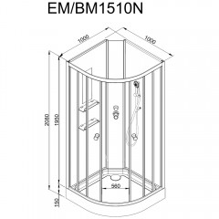 Душевая кабина Dto EM1510NLED+GM