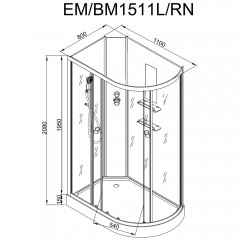 Душевая кабина Dto EM1511LN