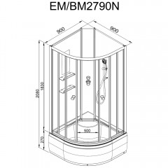 Душевая кабина Dto EM2790NLED+GM