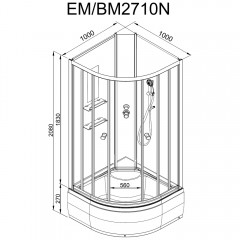 Душевая кабина Dto EM2710NLED+GM