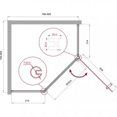 Душевой угол BelBagno Uno UNO-195-P-1-80-C-Cr