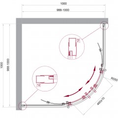 Душевой угол BelBagno Uno UNO-195-R-2-100-C-NERO