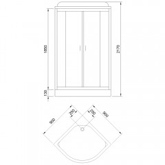 Душевая кабина Royal Bath Practic RB90HK1-T-BL