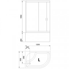 Душевой угол Royal Bath Practic RB8120BK-C-BL-L