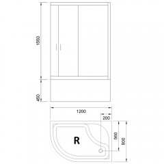 Душевой угол Royal Bath Practic RB8120BK-C-BL-R