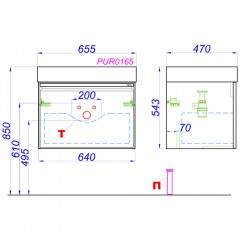 Тумба под раковину Aqwella Pure 65 PUR0165GRM