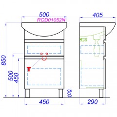 Тумба под раковину Aqwella Rodos 50 ROD01052N