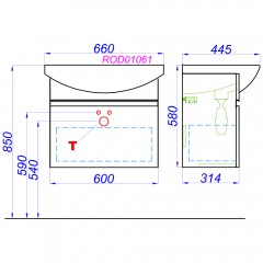 Тумба под раковину Aqwella Rodos 65 ROD01061