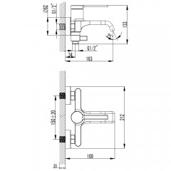 Смеситель для ванны AQUAme Asti AQM6412CR