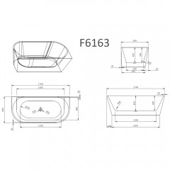 Ванна акриловая Frank F6163 white/black