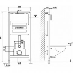 Инсталляция Grossman 900.K31.01.000 + кнопка смыва 700.K31.01.300.300 + унитаз GR-4411S безободковый с сиденьем