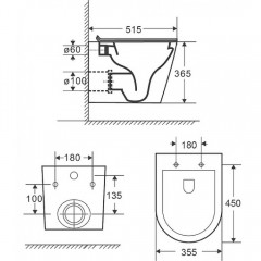 Инсталляция Grossman 900.K31.01.000 + кнопка смыва 700.K31.01.300.300 + унитаз GR-4478SQ безободковый торнадо с сиденьем