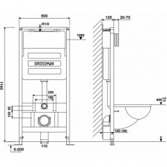 Инсталляция Grossman 900.K31.01.000 + кнопка смыва 700.K31.02.300.300 + унитаз GR-4411S безободковый с сиденьем