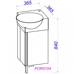 Тумба с раковиной Aqwella Porto 45 угловая белый с чёрным