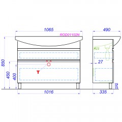 Тумба с раковиной Aqwella Rodos 105 напольная белый
