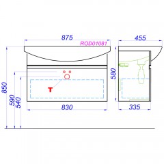 Тумба с раковиной Aqwella Rodos 85 подвесная белый