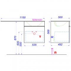Тумба с раковиной Aqwella Terra 115 R подвесная
