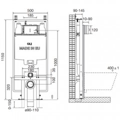 Инсталляция для подвесного унитаза OLI 74 Plus S90 601803