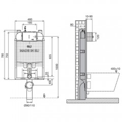 Инсталляция для подвесного унитаза OLI 74 Plus Simflex 601901