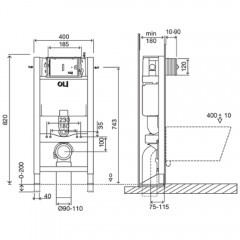 Инсталляция для подвесного унитаза OLI Expert 820 Free Standing 889823