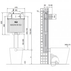 Бачок встраиваемый OLI 74 Plus 601601