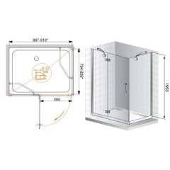 Душевой угол Cezares Magic AH1 100/90 C G R