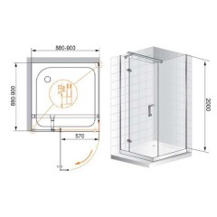 Душевой угол Cezares Quadro A1 90 C Cr