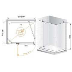 Душевой угол Cezares Electra AH1 100/80 C Cr R