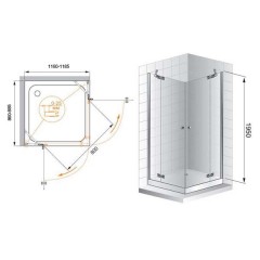 Душевой угол Cezares Electra AH2 120/90 C Cr L