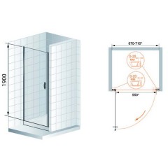 Душевая дверь Cezares Fontano B1 80 Pi Cr R