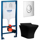 Инсталляция Grohe Rapid SL 38721001 + унитаз Cerutti 2615E matt black безободковый с сиденьем