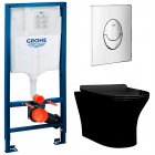 Инсталляция Grohe Rapid SL 38721001 + унитаз Cerutti 2617E matt black безободковый с сиденьем