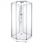 Душевая кабина IDO Showerama 10-5 пятиугольная 100x100 профиль серебристый матовый, стекло прозрачное/прозрачное